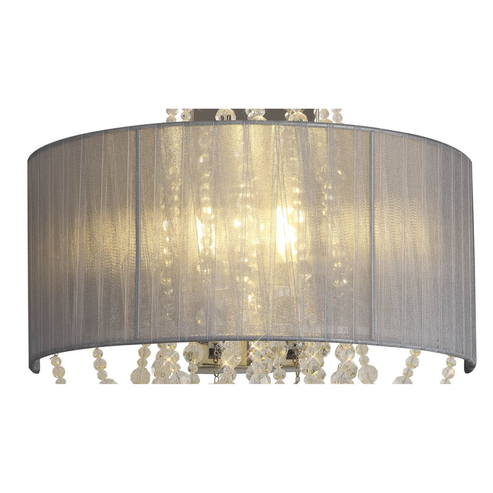 Diyas IL31746/GY Freida Wall Lamp Grey Shade 2 Light E14 Polished Chrome/Crystal