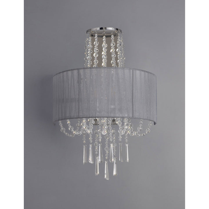 Diyas IL31746/GY Freida Wall Lamp Grey Shade 2 Light E14 Polished Chrome/Crystal