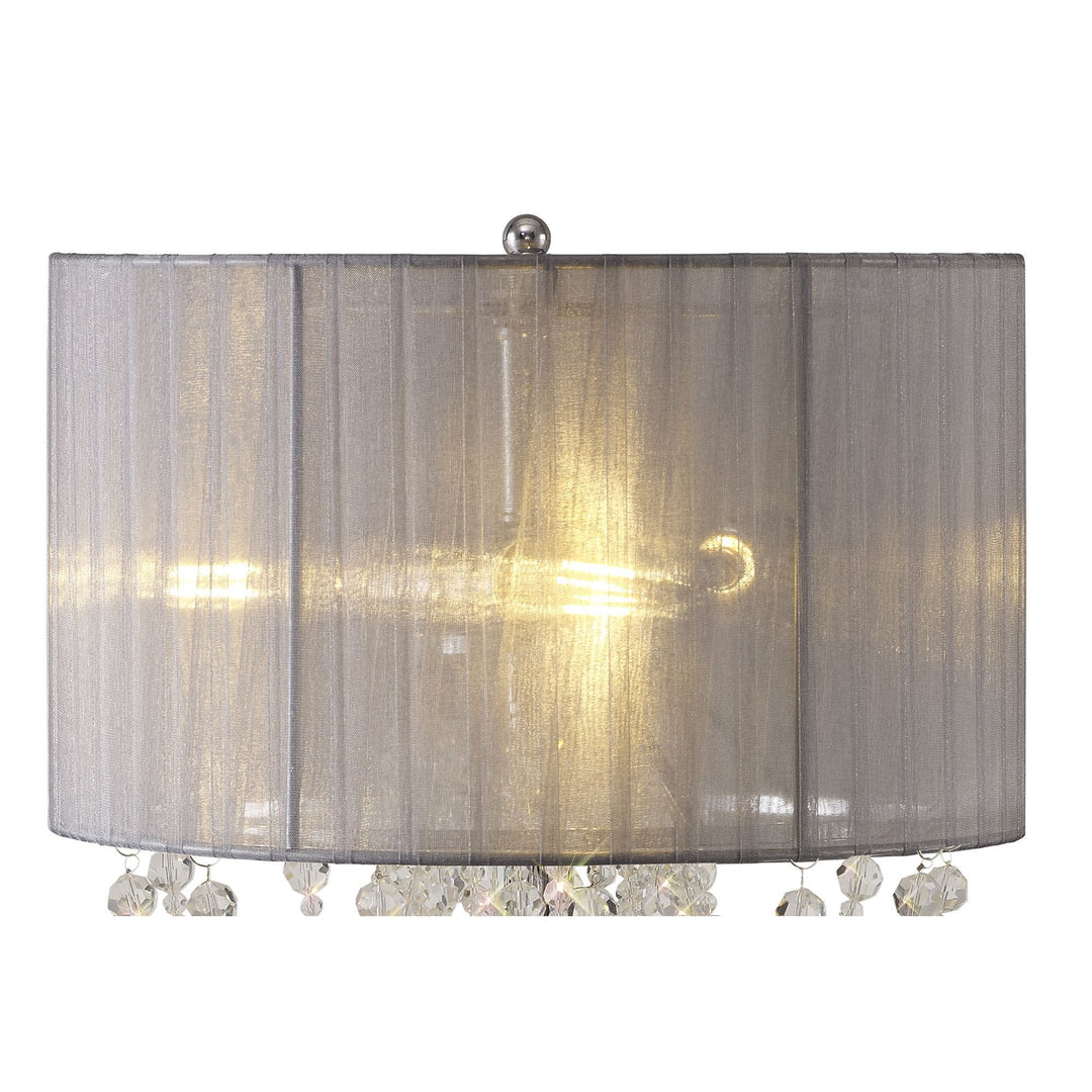 Diyas IL31749/GY Freida Table Lamp Grey Shade 3 Light E14 Polished Chrome/Crystal