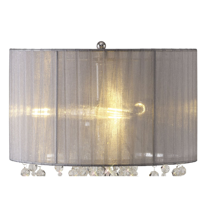 Diyas IL31749/GY Freida Table Lamp Grey Shade 3 Light E14 Polished Chrome/Crystal