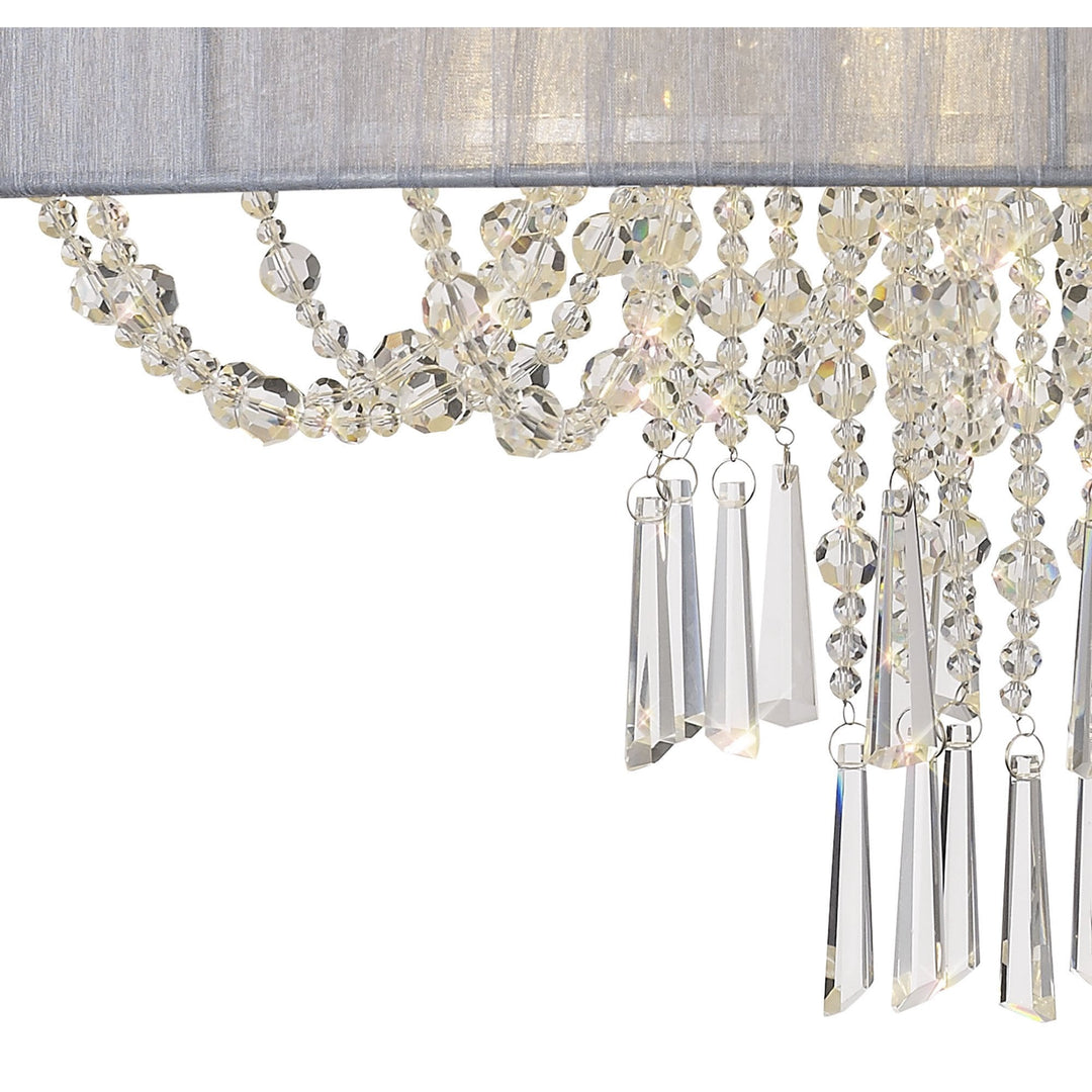 Diyas IL31747/GY Freida Semi Flush Grey Shade 6 Light E14 Polished Chrome/Crystal