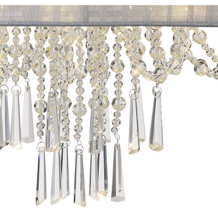 Diyas IL31747/GY Freida Semi Flush Grey Shade 6 Light E14 Polished Chrome/Crystal