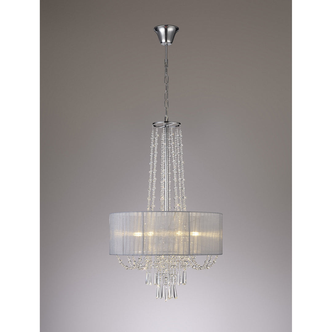 Diyas IL31748/GY Freida Pendant Grey Shade 6 Light E14 Polished Chrome/Crystal