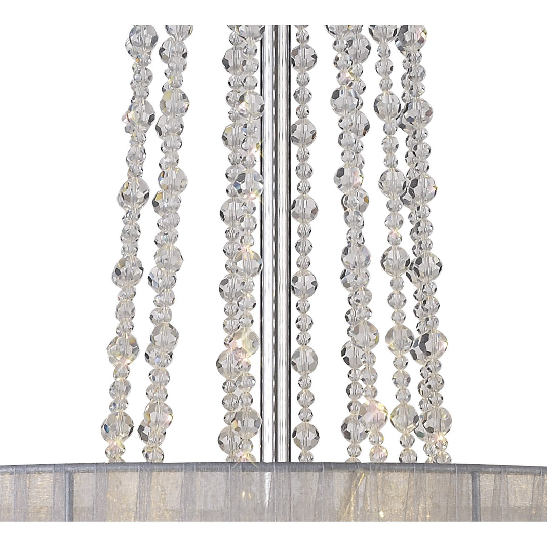 Diyas IL31748/GY Freida Pendant Grey Shade 6 Light E14 Polished Chrome/Crystal