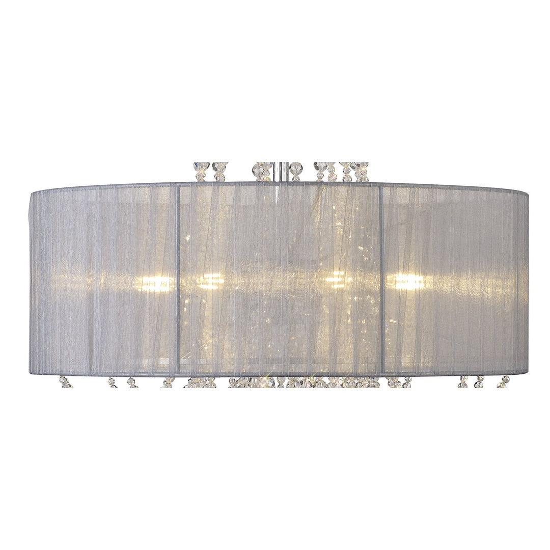 Diyas IL31748/GY Freida Pendant Grey Shade 6 Light E14 Polished Chrome/Crystal