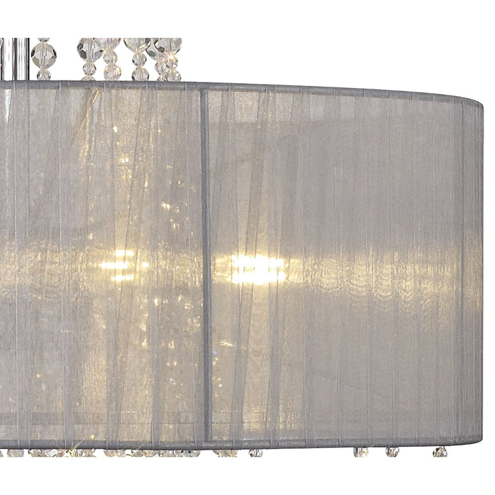 Diyas IL31748/GY Freida Pendant Grey Shade 6 Light E14 Polished Chrome/Crystal