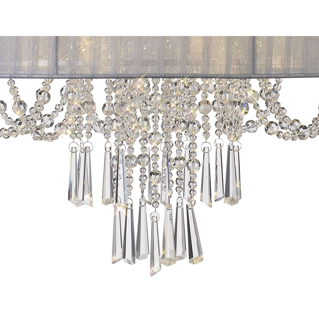 Diyas IL31748/GY Freida Pendant Grey Shade 6 Light E14 Polished Chrome/Crystal