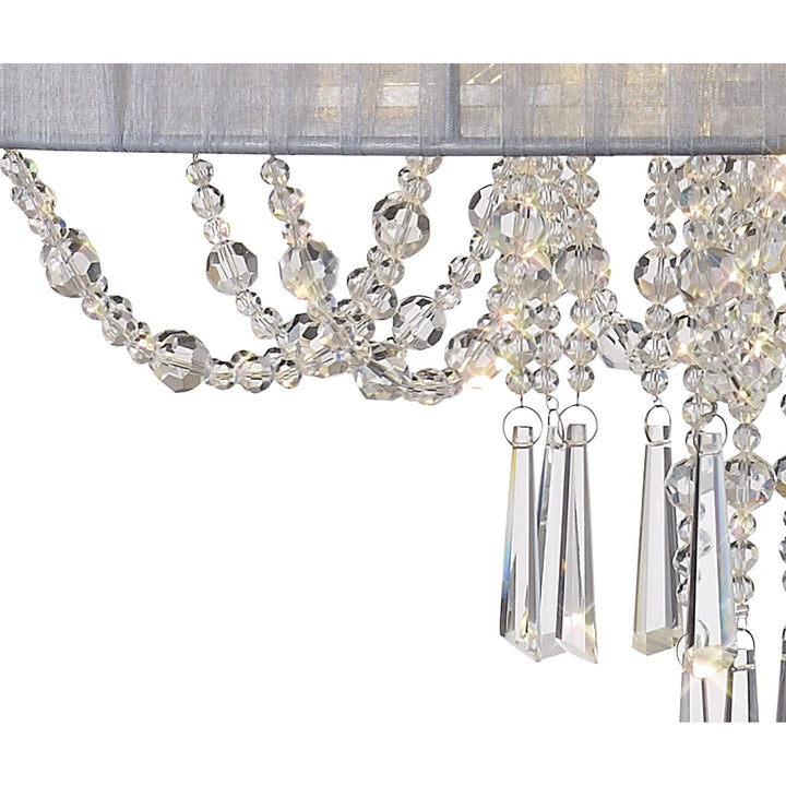 Diyas IL31748/GY Freida Pendant Grey Shade 6 Light E14 Polished Chrome/Crystal