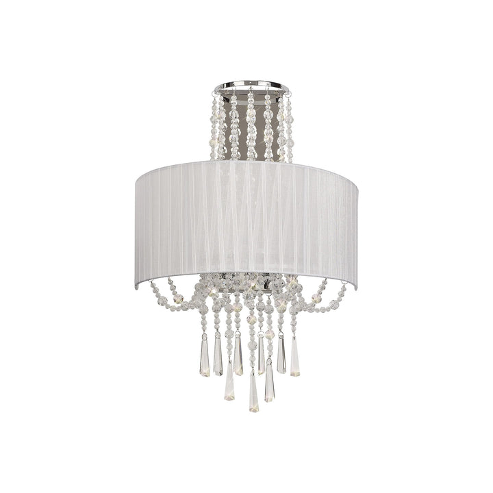 Diyas IL31746 Freida Wall Lamp White Shade 2 Light E14 Polished Chrome/Crystal