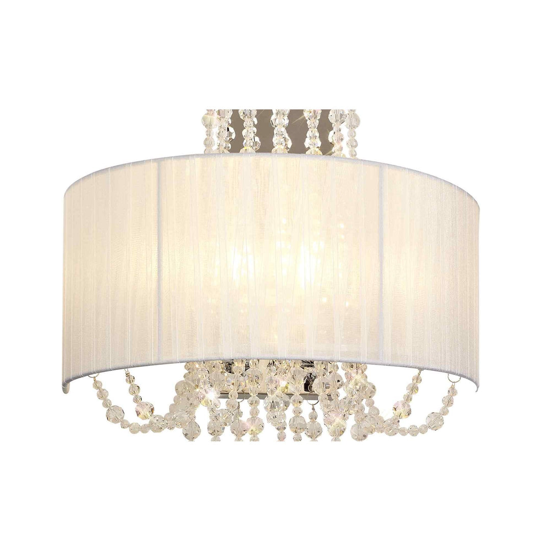 Diyas IL31746 Freida Wall Lamp White Shade 2 Light E14 Polished Chrome/Crystal