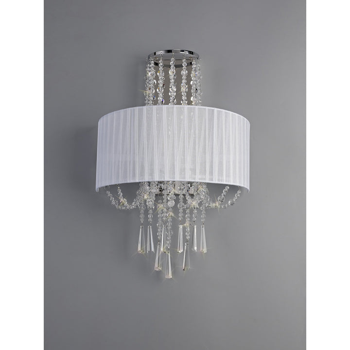 Diyas IL31746 Freida Wall Lamp White Shade 2 Light E14 Polished Chrome/Crystal