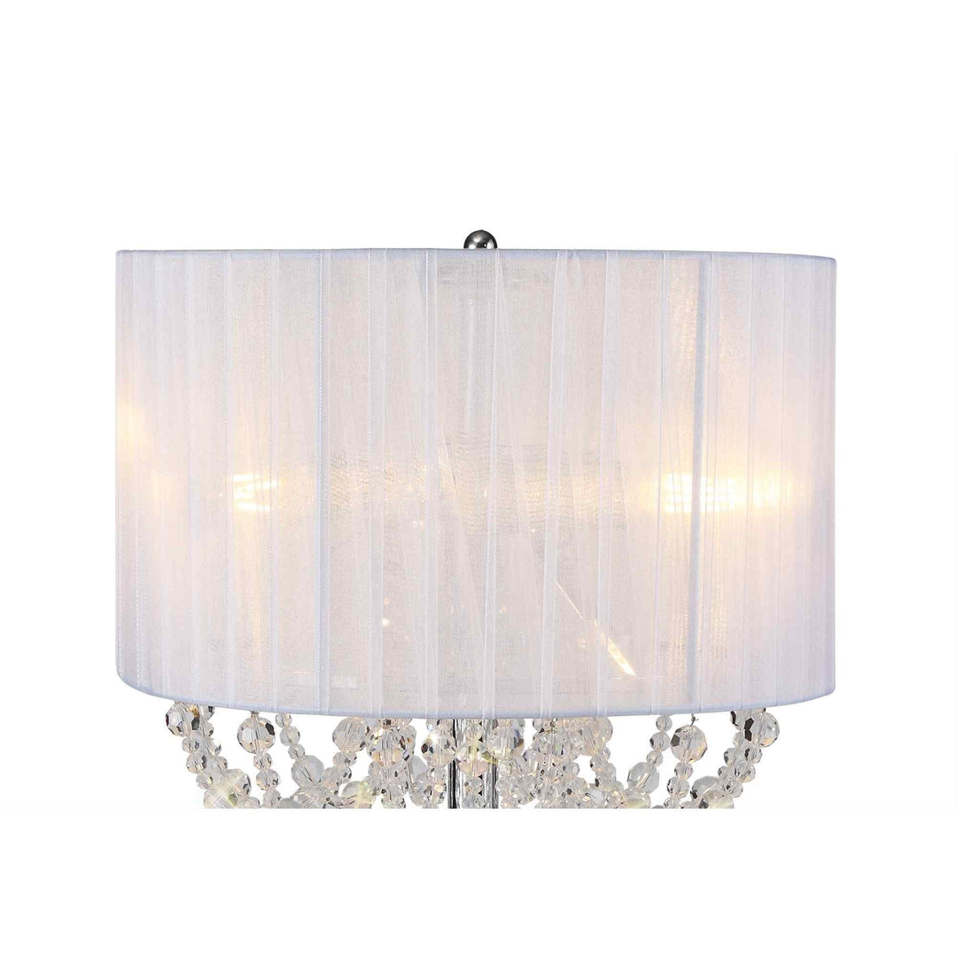 Diyas IL31749 Freida Table Lamp White Shade 3 Light E14 Polished Chrome/Crystal