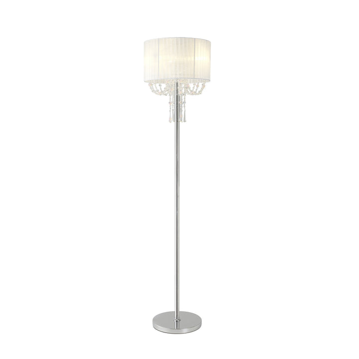 Diyas IL31762 Freida Floor Lamp White Shade 3 Light E14 Polished Chrome/Crystal