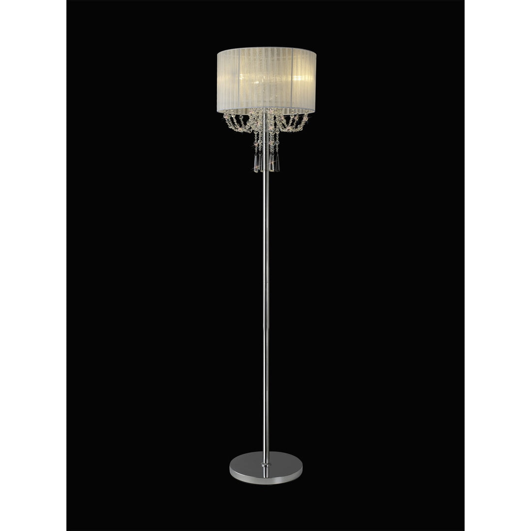 Diyas IL31762 Freida Floor Lamp White Shade 3 Light E14 Polished Chrome/Crystal