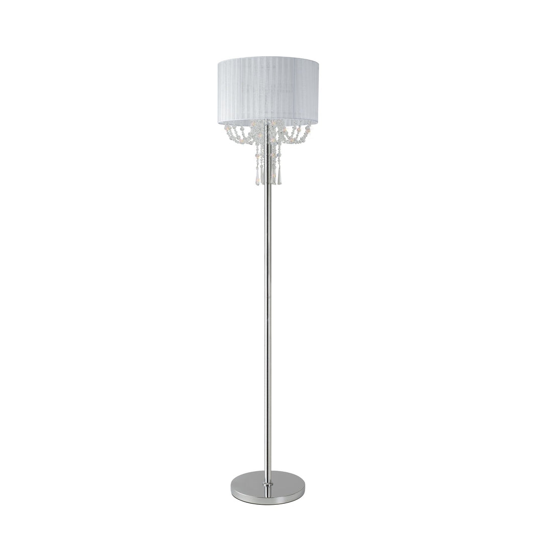 Diyas IL31762 Freida Floor Lamp White Shade 3 Light E14 Polished Chrome/Crystal