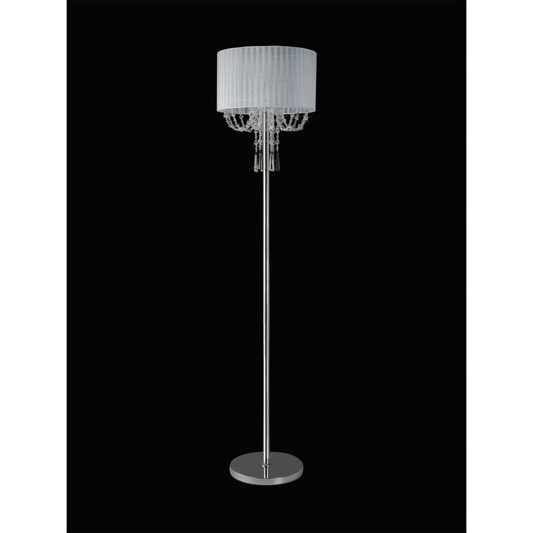 Diyas IL31762 Freida Floor Lamp White Shade 3 Light E14 Polished Chrome/Crystal