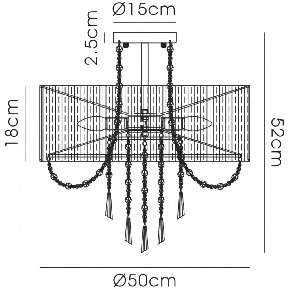 Diyas IL31747 Freida Semi Flush White Shade 6 Light E14 Polished Chrome/Crystal