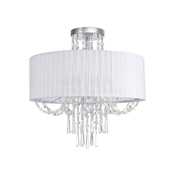 Diyas IL31747 Freida Semi Flush White Shade 6 Light E14 Polished Chrome/Crystal