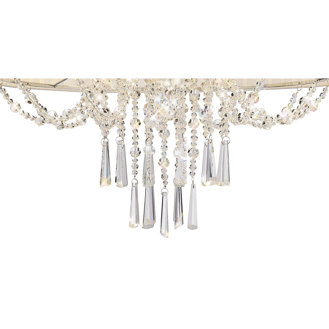 Diyas IL31747 Freida Semi Flush White Shade 6 Light E14 Polished Chrome/Crystal