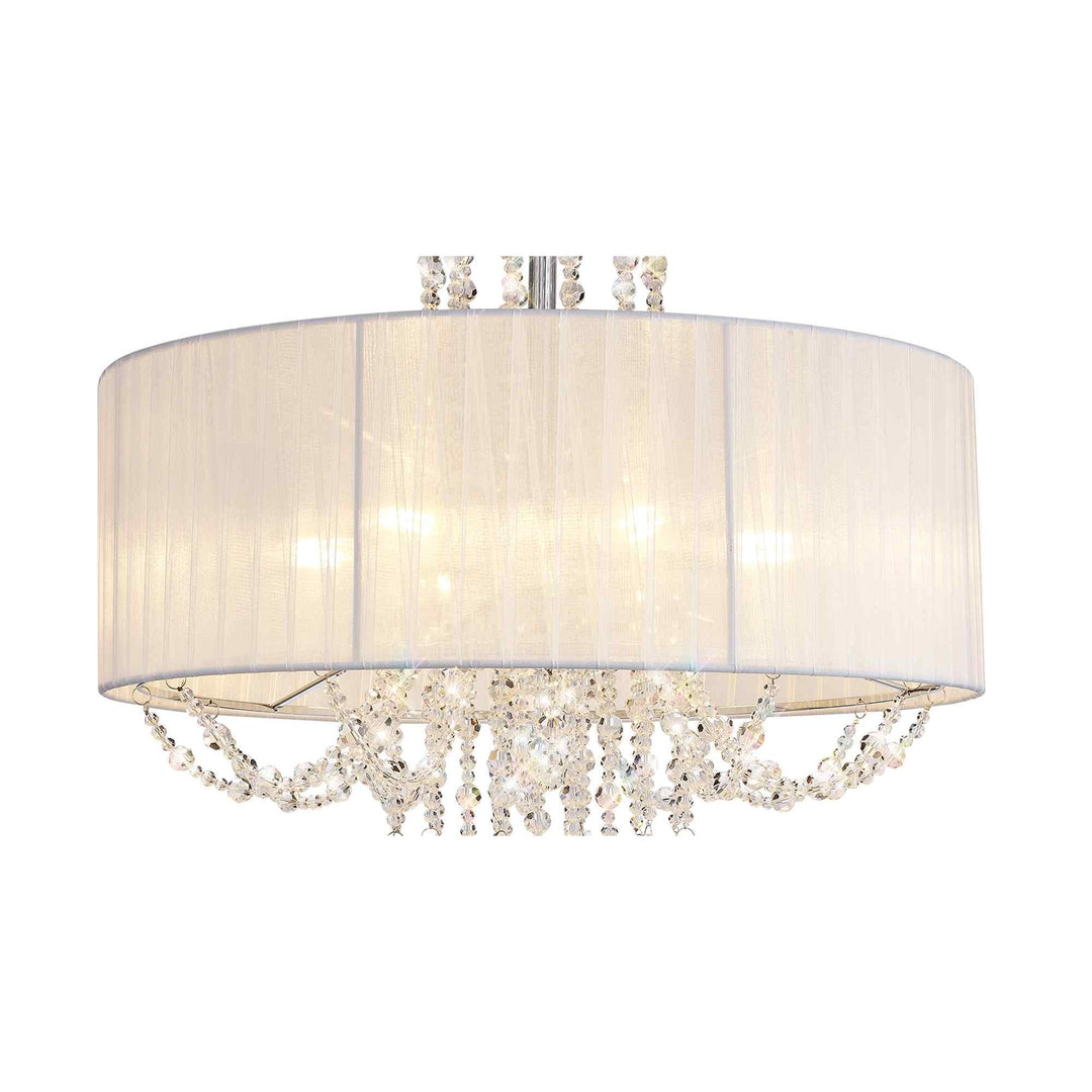 Diyas IL31747 Freida Semi Flush White Shade 6 Light E14 Polished Chrome/Crystal