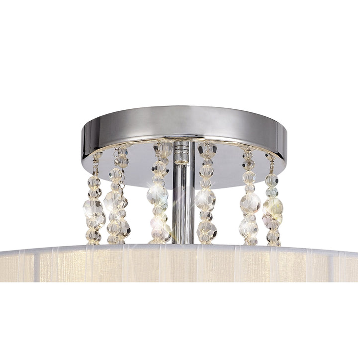 Diyas IL31747 Freida Semi Flush White Shade 6 Light E14 Polished Chrome/Crystal