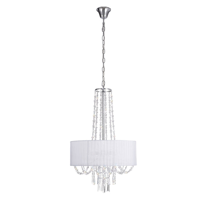 Diyas IL31748 Freida Pendant White Shade 6 Light E14 Polished Chrome/Crystal