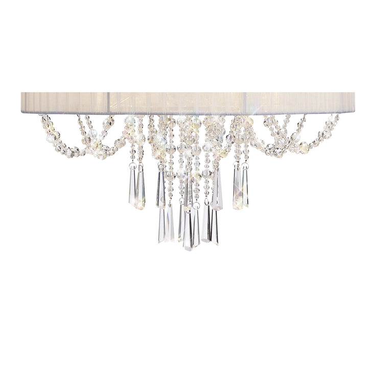 Diyas IL31748 Freida Pendant White Shade 6 Light E14 Polished Chrome/Crystal