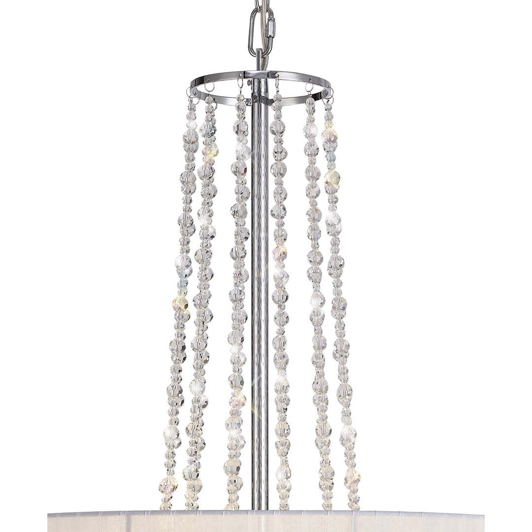 Diyas IL31748 Freida Pendant White Shade 6 Light E14 Polished Chrome/Crystal