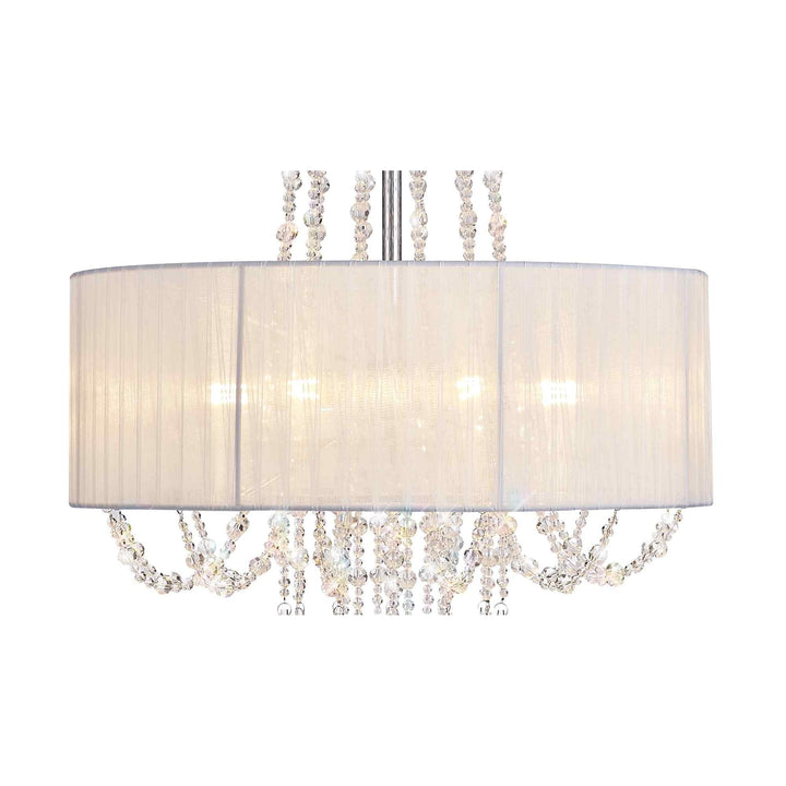 Diyas IL31748 Freida Pendant White Shade 6 Light E14 Polished Chrome/Crystal