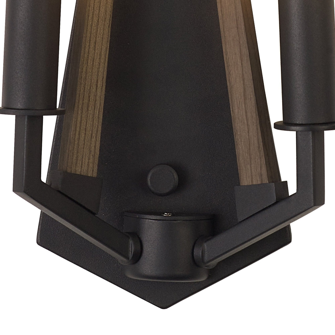 Diyas IL32680 Hilton Wall Lamp 2 Light E14 Satin Black/Dark Grey Wood