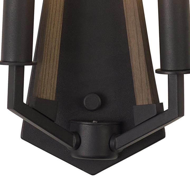 Diyas IL32680 Hilton Wall Lamp 2 Light E14 Satin Black/Dark Grey Wood