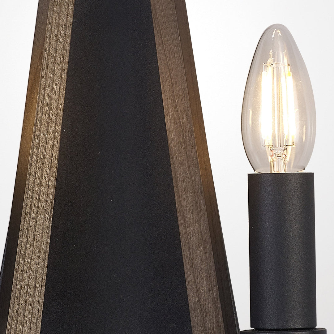 Diyas IL32680 Hilton Wall Lamp 2 Light E14 Satin Black/Dark Grey Wood