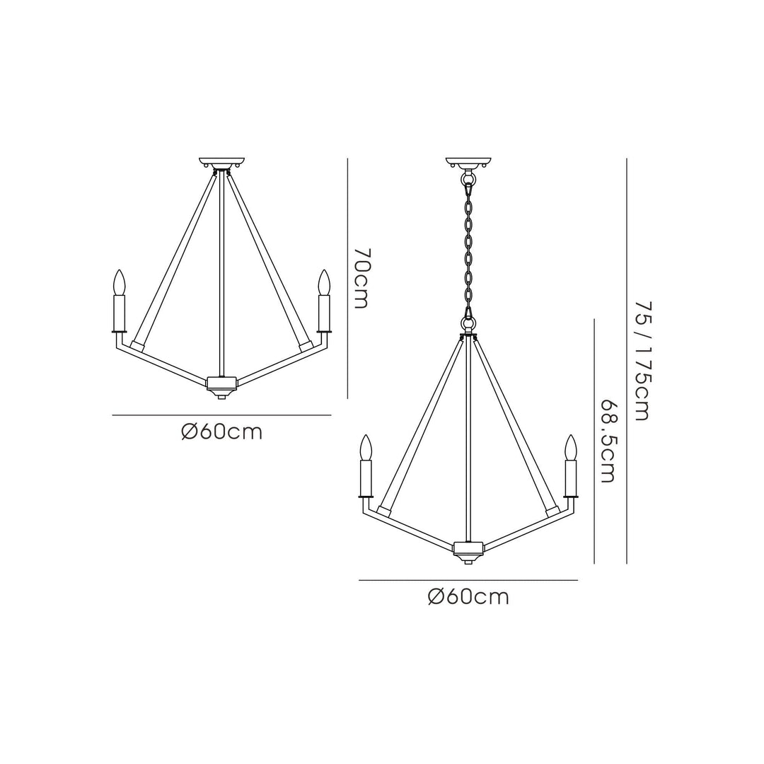 Diyas IL32682 Hilton Pentagonal Pendant 5 Light E14 Satin Black/Dark Grey Wood