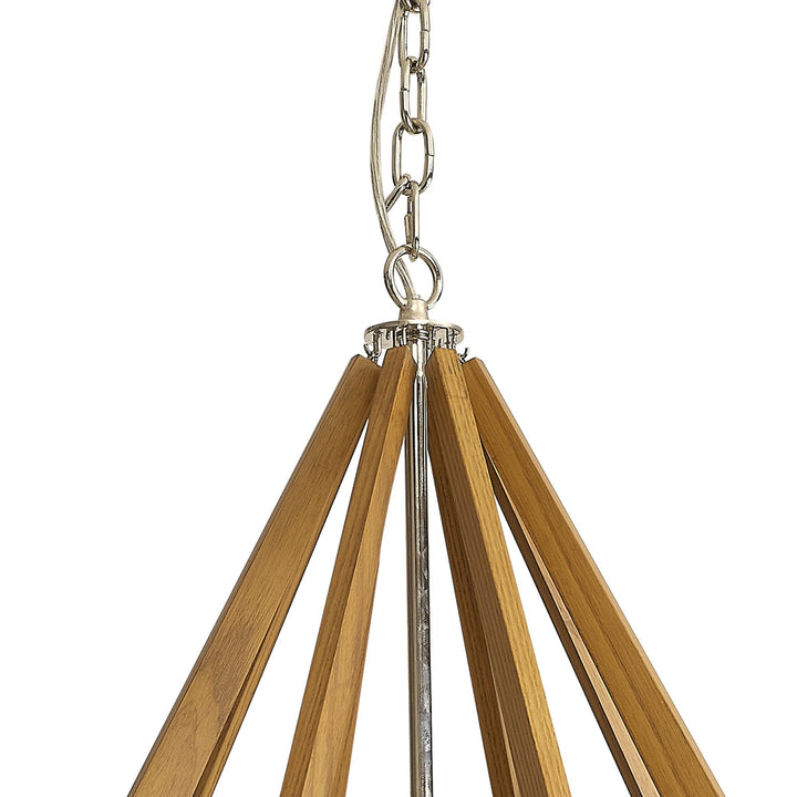 Diyas IL31684 Hilton Octagonal Pendant 8 Light E14 Polished Nickel/Taupe Wood