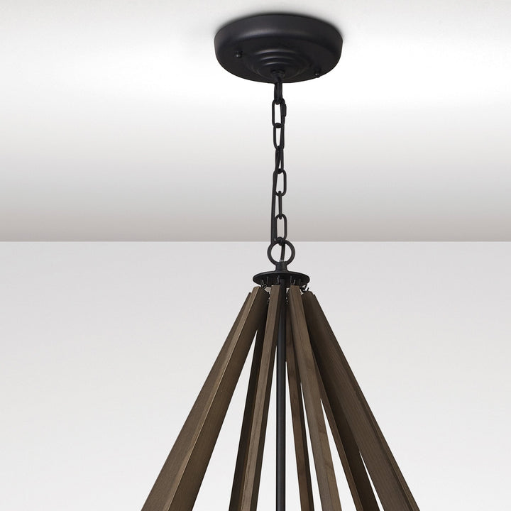 Diyas IL32683 Hilton Decagonal Pendant 10 Light E14 Satin Black/Dark Grey Wood