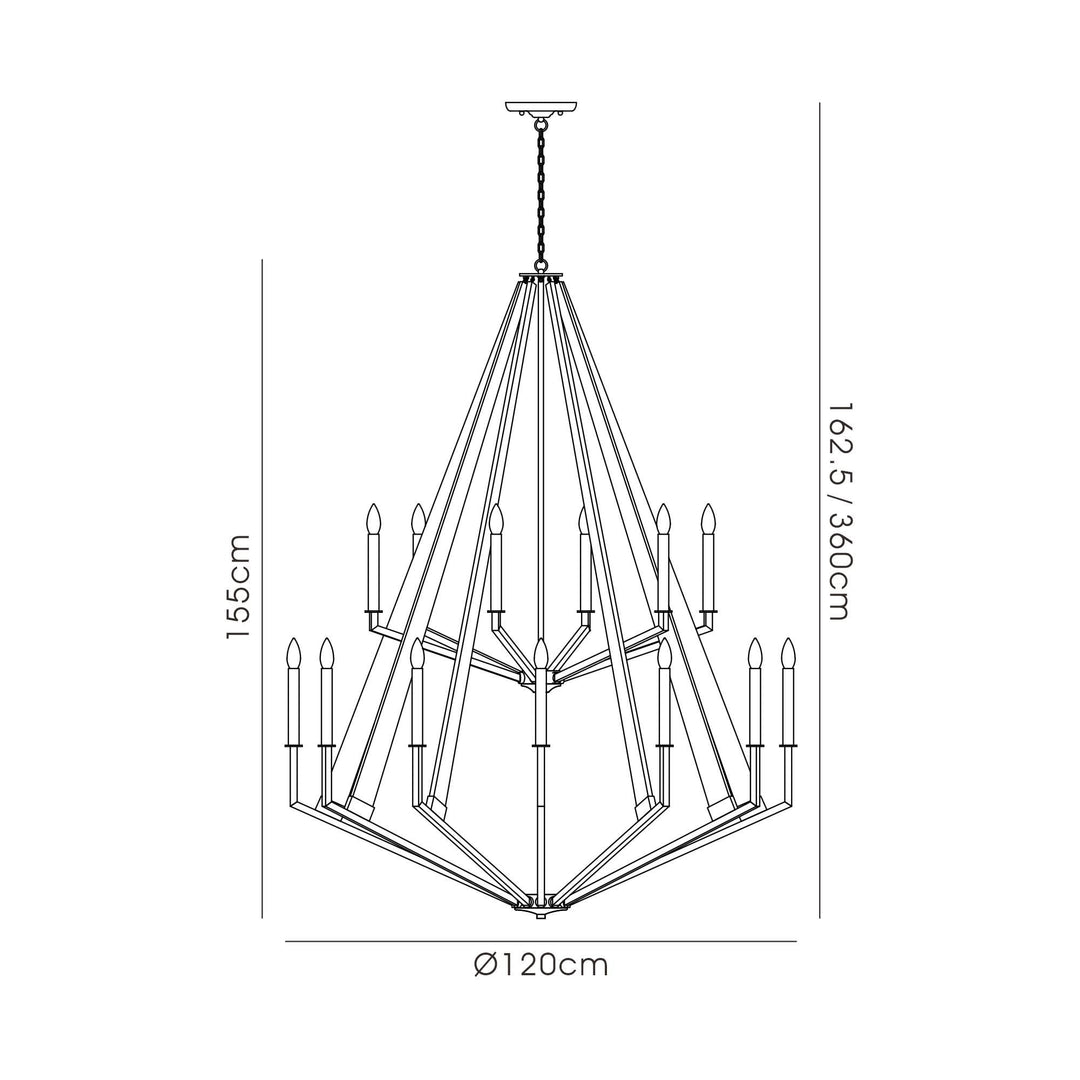 Diyas IL32685 Hilton 2 Tier Pendant 18 Light E14 Satin Black/Dark Grey Wood