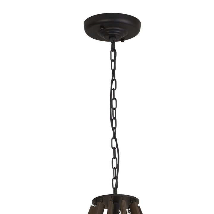 Diyas IL32685 Hilton 2 Tier Pendant 18 Light E14 Satin Black/Dark Grey Wood