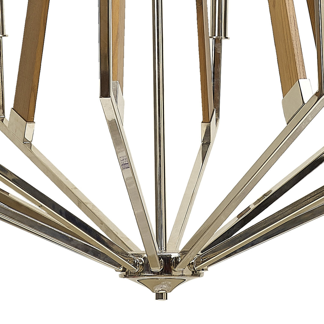 Diyas IL31685 Hilton 2 Tier Pendant 18 Light E14 Polished Nickel/Taupe Wood