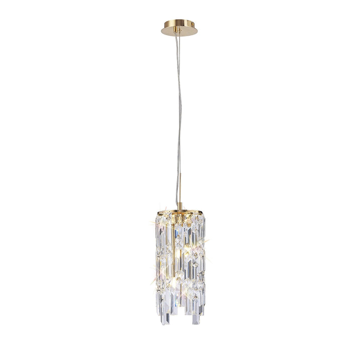 Diyas IL31813 Maddison Pendant Cylinder 2 Light G9 French Gold/Crystal