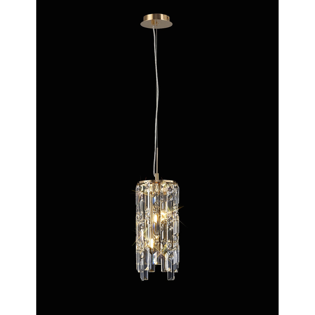 Diyas IL31813 Maddison Pendant Cylinder 2 Light G9 French Gold/Crystal