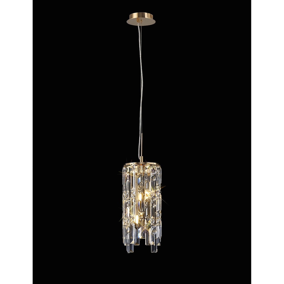 Diyas IL31813 Maddison Pendant Cylinder 2 Light G9 French Gold/Crystal (S)