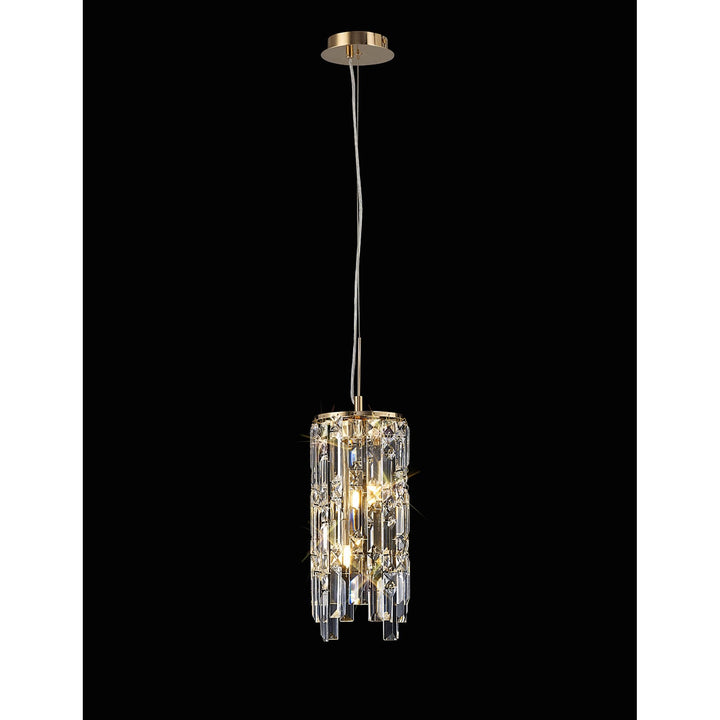 Diyas IL31813 Maddison Pendant Cylinder 2 Light G9 French Gold/Crystal (S)