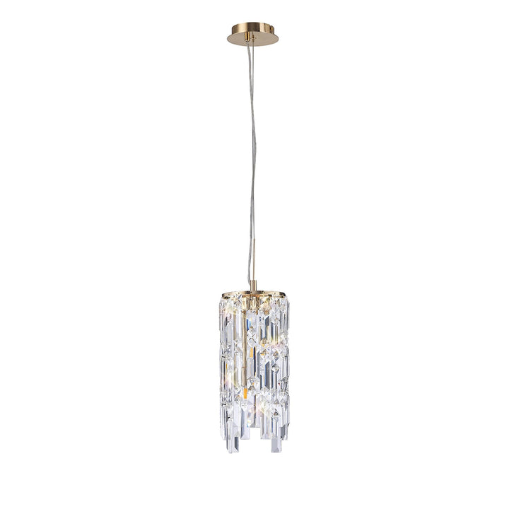 Diyas IL31813 Maddison Pendant Cylinder 2 Light G9 French Gold/Crystal