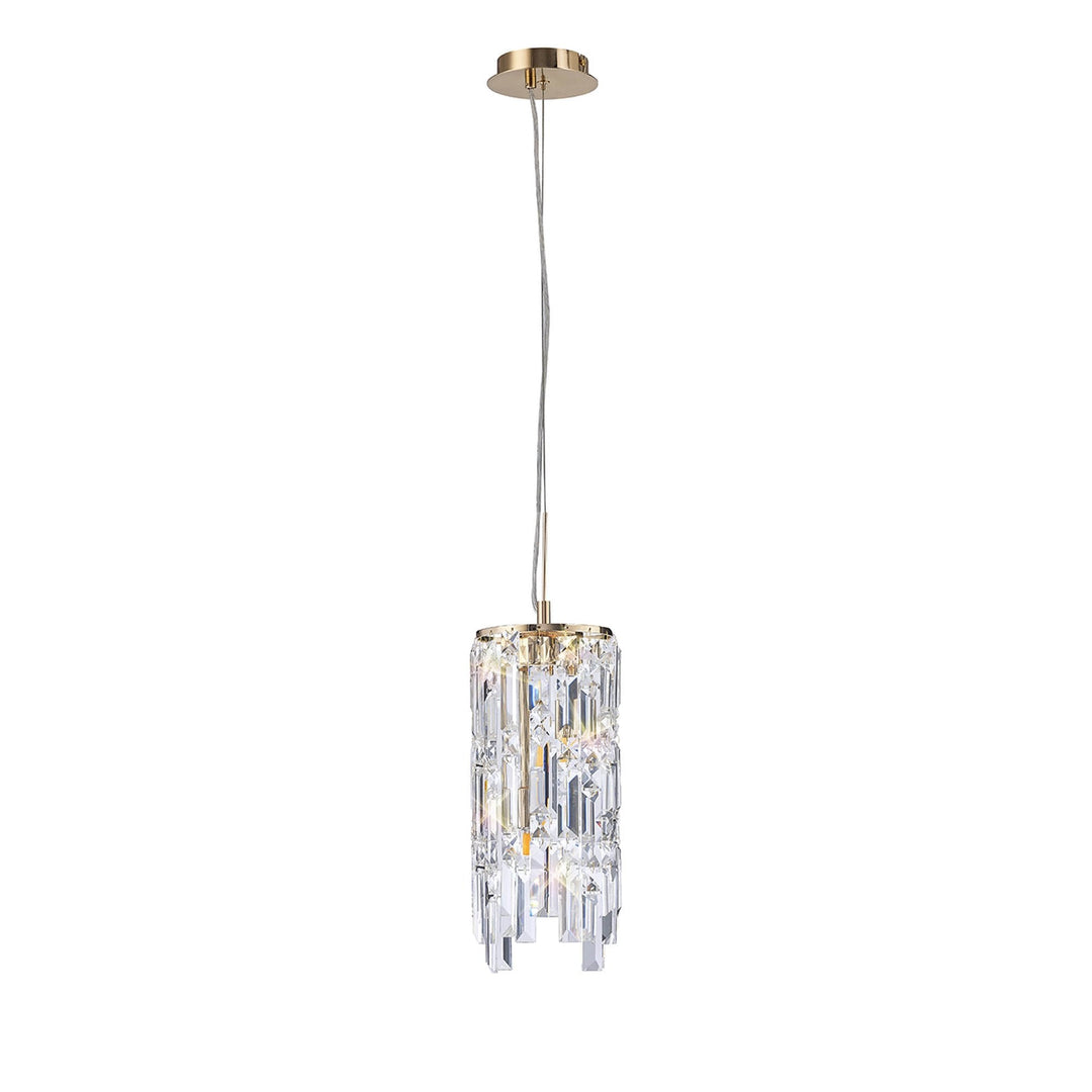 Diyas IL31813 Maddison Pendant Cylinder 2 Light G9 French Gold/Crystal (S)