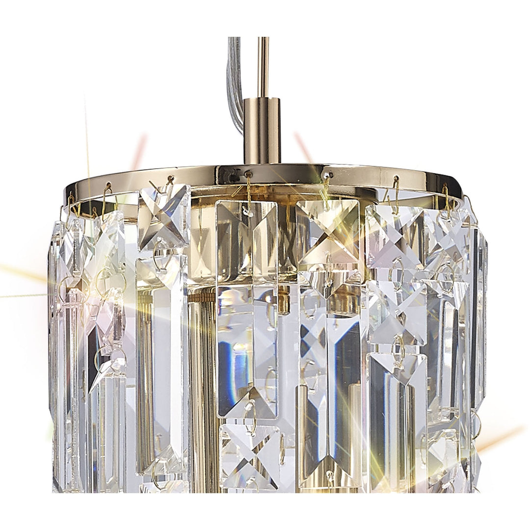 Diyas IL31813 Maddison Pendant Cylinder 2 Light G9 French Gold/Crystal