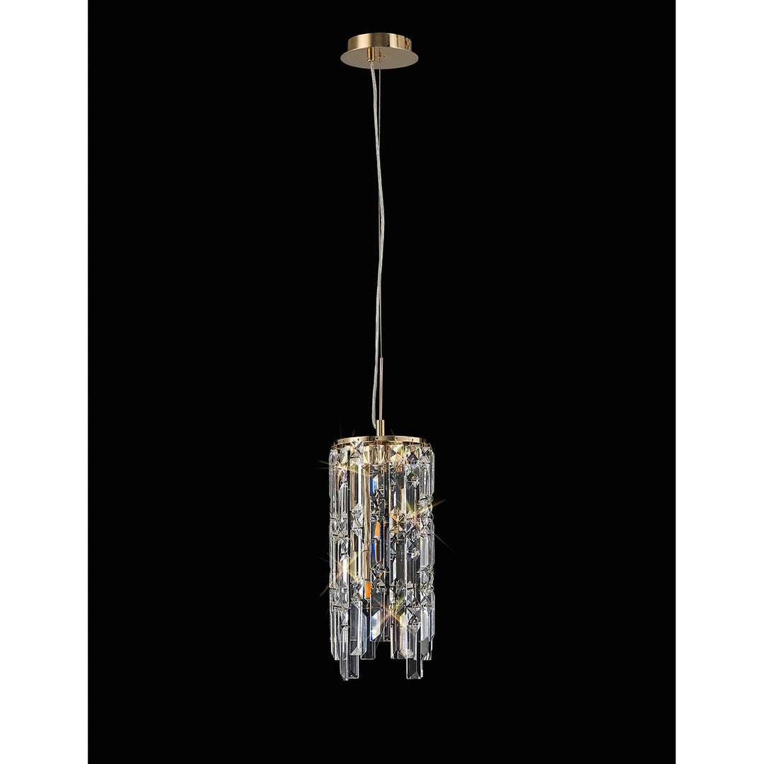 Diyas IL31813 Maddison Pendant Cylinder 2 Light G9 French Gold/Crystal (S)