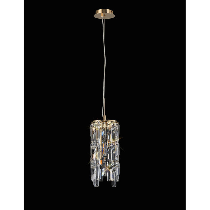 Diyas IL31813 Maddison Pendant Cylinder 2 Light G9 French Gold/Crystal (S)