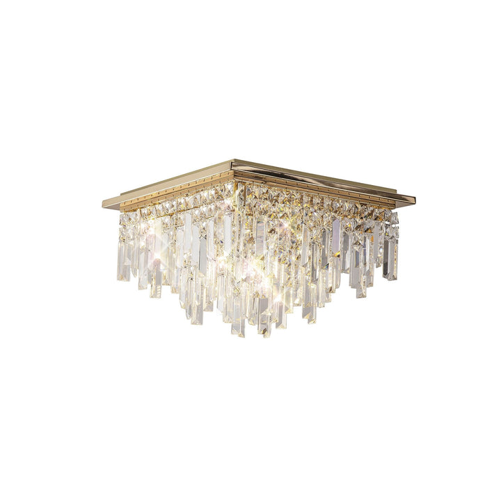 Diyas IL31812 Maddison Ceiling Square 6 Light G9 French Gold/Crystal