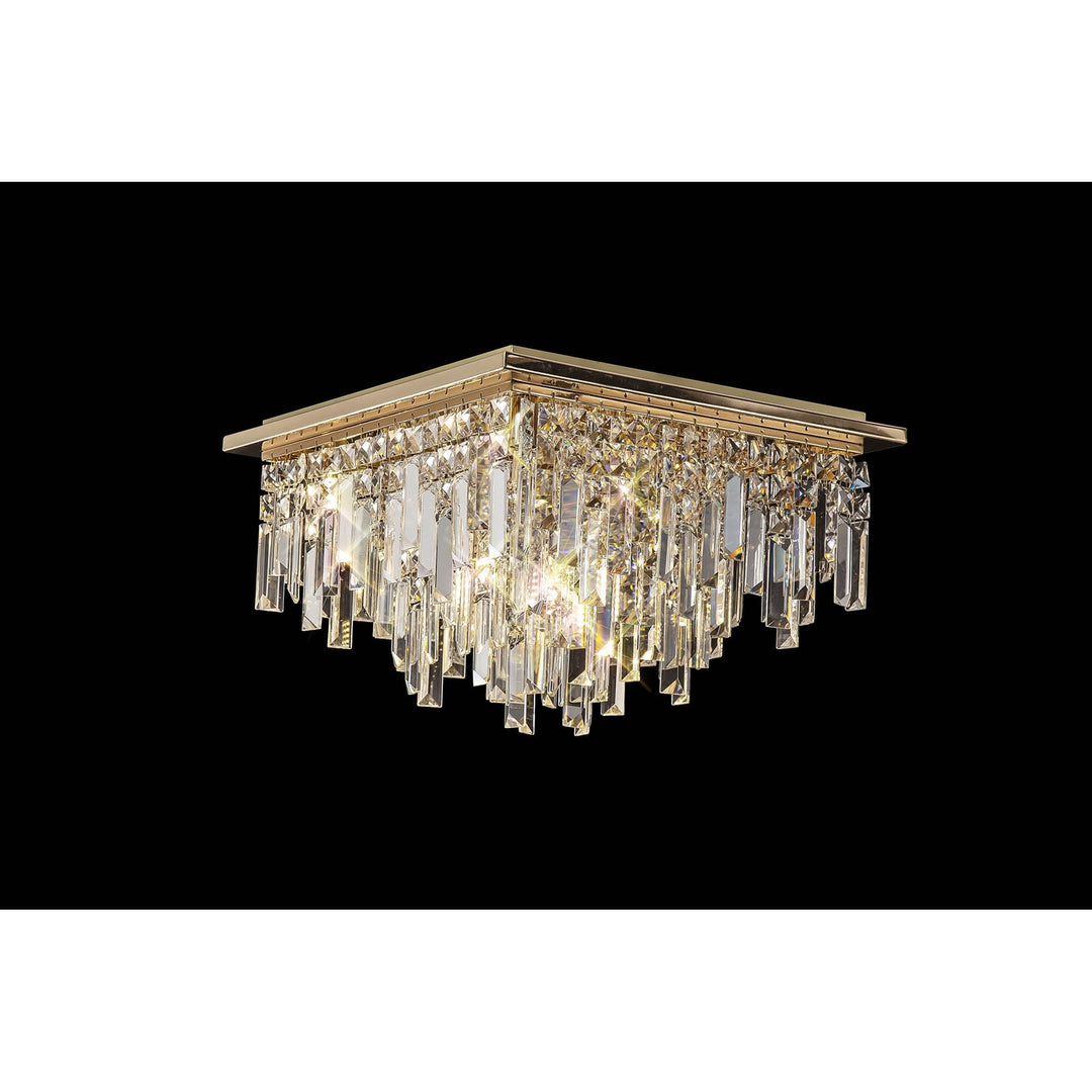 Diyas IL31812 Maddison Ceiling Square 6 Light G9 French Gold/Crystal