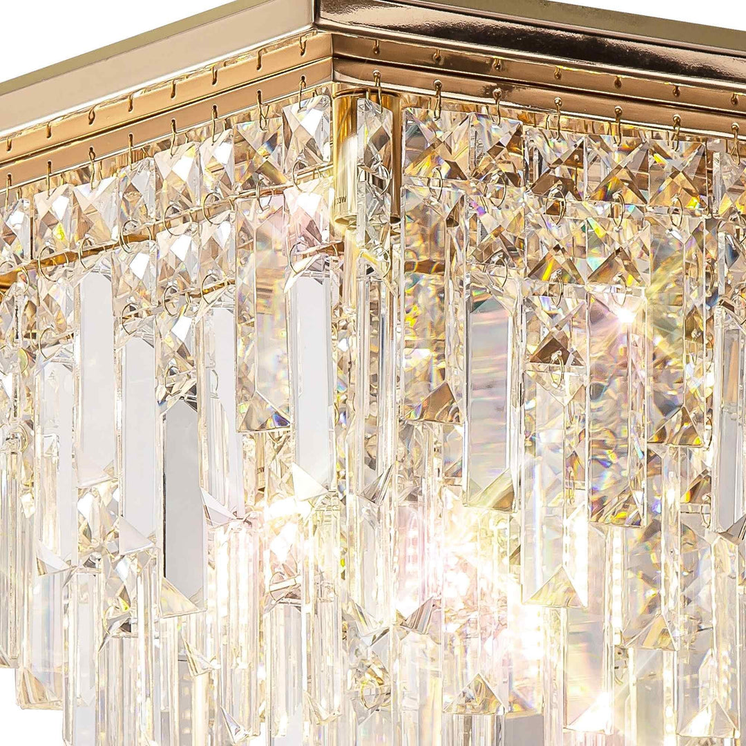 Diyas IL31812 Maddison Ceiling Square 6 Light G9 French Gold/Crystal